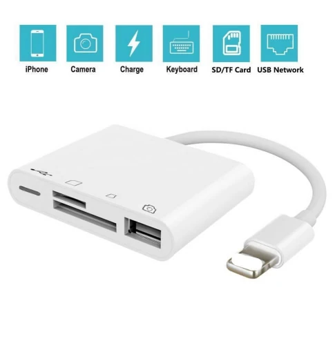 4in1 İPhone,İPad Lightning To Tf,Sd Card Usb Kamera Adaptörü NK108L-(1903)