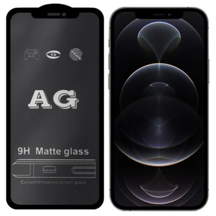 ALLY iPhone 12 -12 Pro 6.1inç Full Glue Matte Tempered Cam  Ekran Koruyucu-(1903)