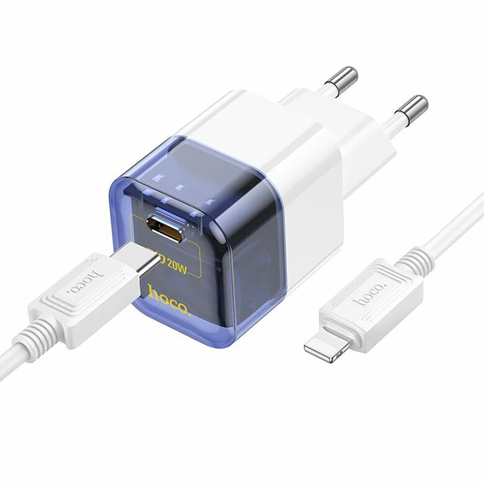 HOCO C131A Platinum PD30W+QC3.0 Girişli Hızlı Şarj Başlığı Ve Type-C To iPhone Lightning Kablo-(1903)
