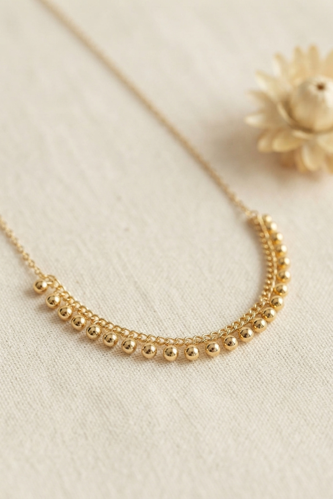 Gold Pirinç Topçuk Model Kadın Kolye 5886