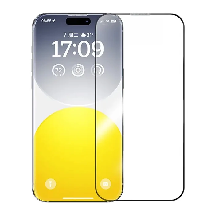 Baseus Schott iPhone 15 Pro Max HD Tempered Full Koruma Cam Ekran Koruyucu-(1903)