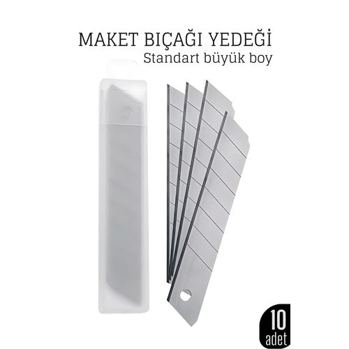 10'lu Kobalt Çelik Maket Bıçağı Yedek Uç Seti – Dayanıklı ve Keskin 18 mm  