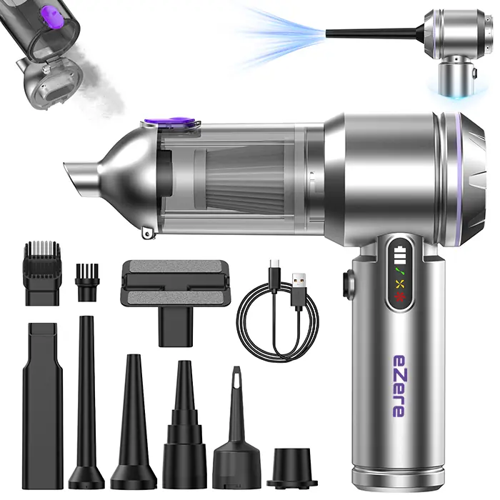 EZERE Vacpro 20000pa Güçlü Dijital Göstergeli Vakumlu Kablosuz Üflemeli Mini Araç Süpürgesi-(1903)