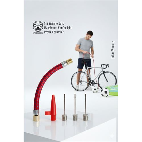 5’li Şişirme Seti: Futbol, Bisiklet ve Deniz Ekipmanları İçin Master Adaptör Kiti 