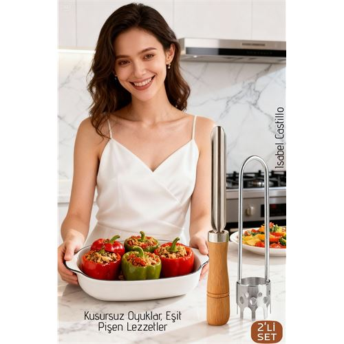 Paslanmaz Çelik 2’li Profesyonel Kabak ve Dolma Biber Oyacak Seti - Gurme Tasarım 