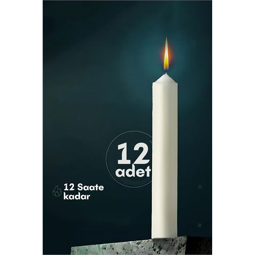 HSNET Klasik Mum 12 Adet - Kokusuz Mum 