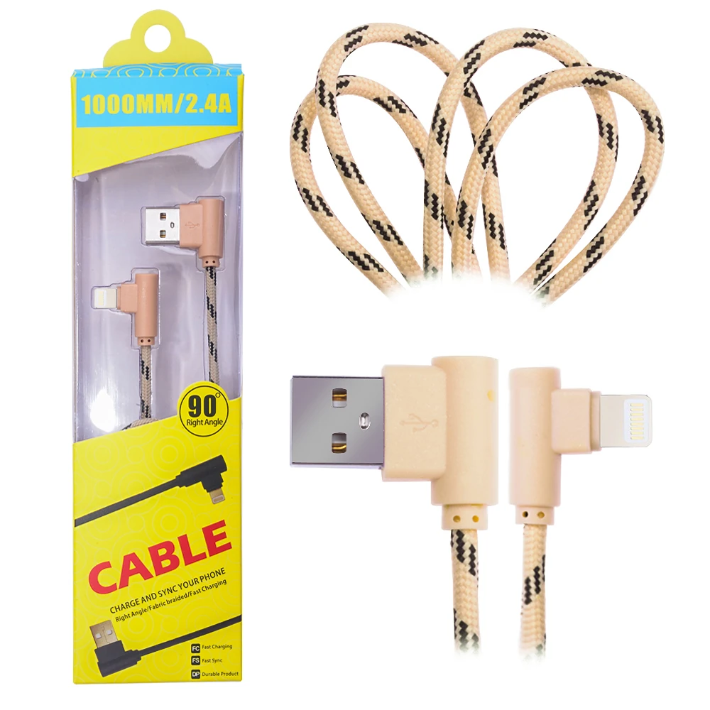 Ally İphone Lightning  Eğik Başlı Halat Usb Kablo 1metre-(1903)