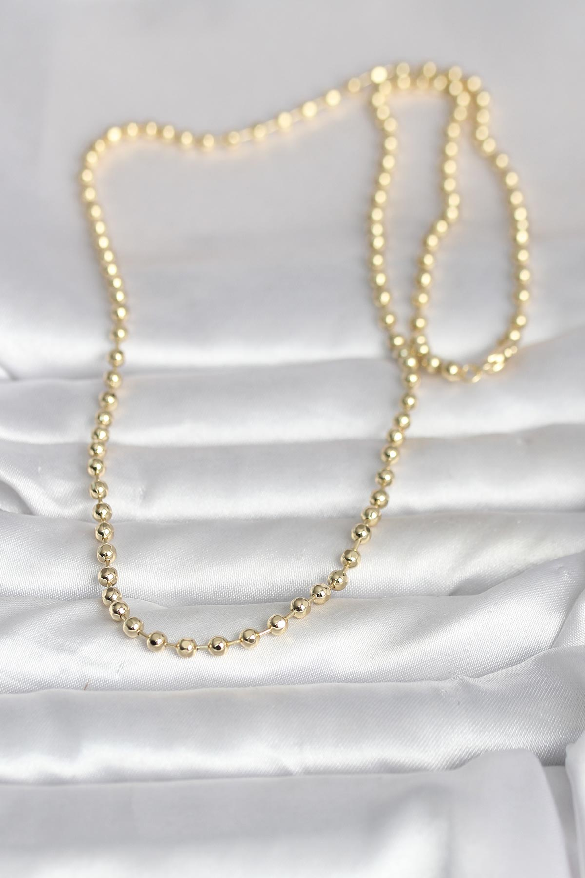 CM 14K Gold Renk Top Zincirli Model 60 cm Kadın Kolye 5886