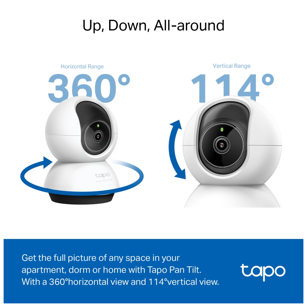 TP-LINK Tapo TC74 (C230) 3K 50Mpix İç Mekan WiFi 12Mt. Gece Görüşü 360 Dönüş İki Yönlü Ses Güvenlik Yapay Zeka Destekli Kamera(1923)