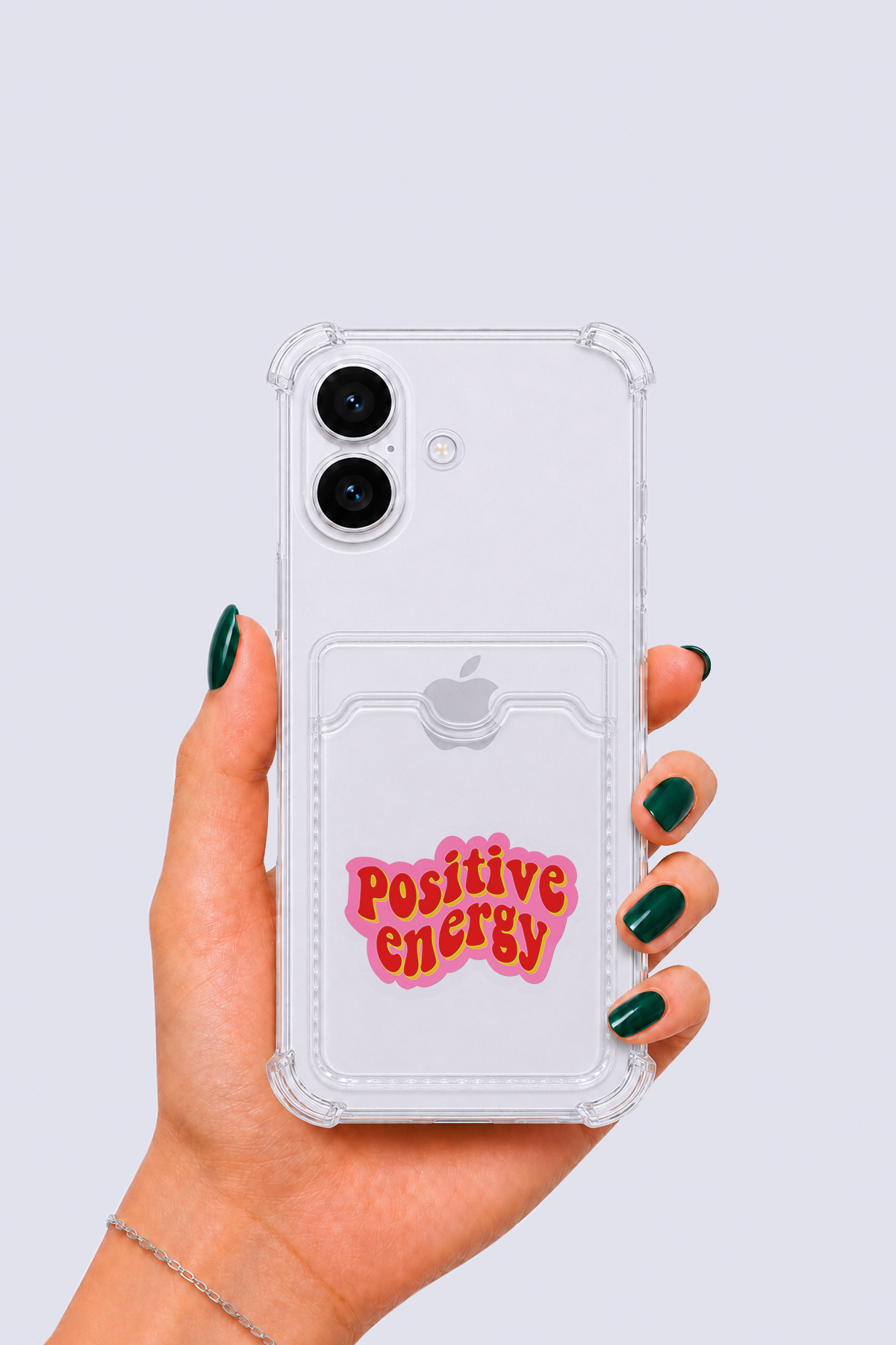 iPhone 16 Kartlıklı Pozitif Enerji Desenli Kılıf