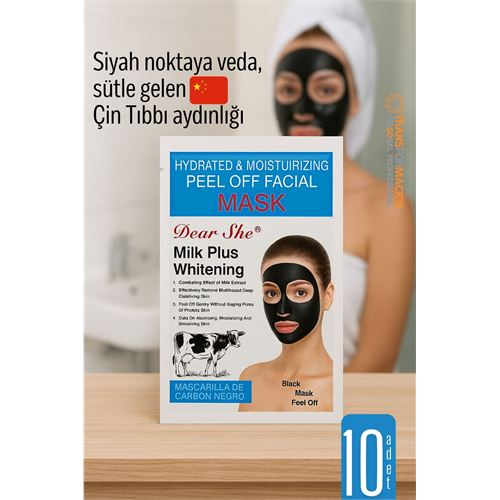HSNET Milk Plus Siyah Maske – Yüz Maskesi Peel-Off, Beyazlatıcı Etkili 