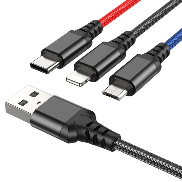 HOCO X76 3in1 Type-C + iPhone Lightning + Micro USB 2A Şarj Kablosu-(1903)