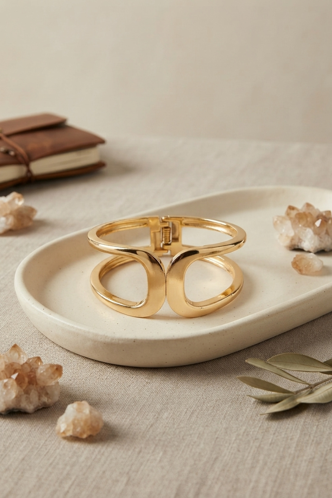 Gold Renk Pirinç Manşet Model Vintage Kelepçe Bilezik 5886