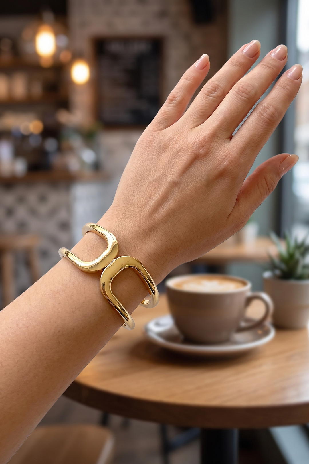 Gold Renk Pirinç Manşet Model Vintage Kelepçe Bilezik 5886