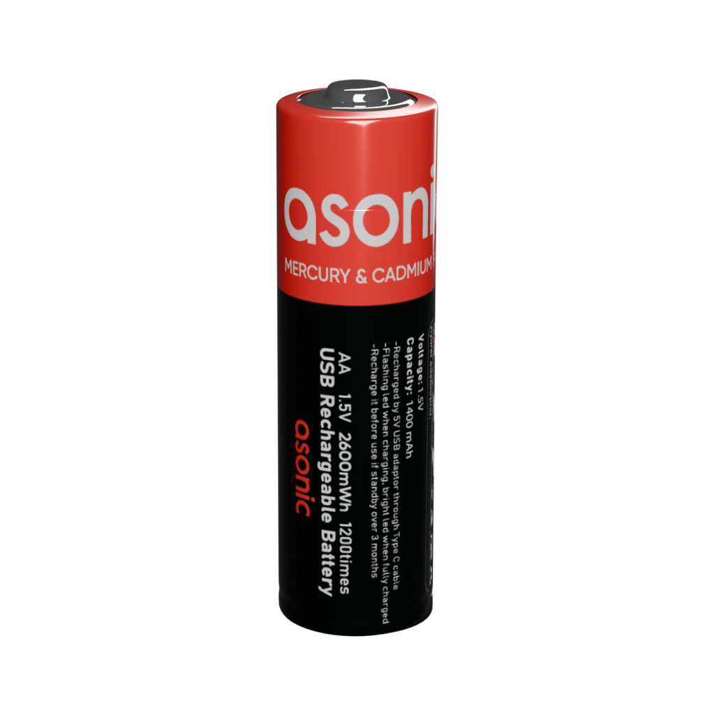 ASONIC PL1400 AA Şarjlı Pil 1.5Volt 1400mAh/2600mwh Type-C ile Kolay Şarj  2 li Paket (USB To Type-C Kablo Hediye)(1923) 2