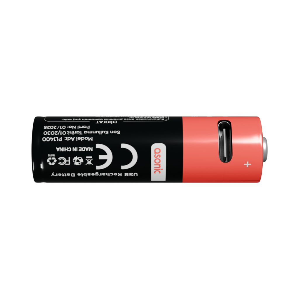 ASONIC PL1400 AA Şarjlı Pil 1.5Volt 1400mAh/2600mwh Type-C ile Kolay Şarj  2 li Paket (USB To Type-C Kablo Hediye)(1923) 4
