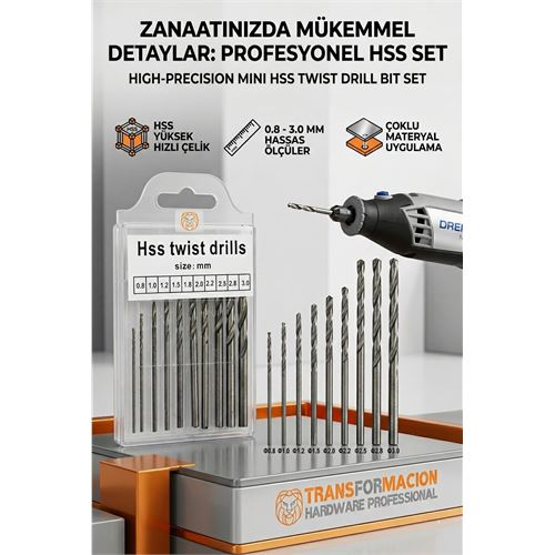 Maximilian Voss Serisi | 10'lu HSS Titanyum Alaşım Mikro Matkap Ucu Seti 723036