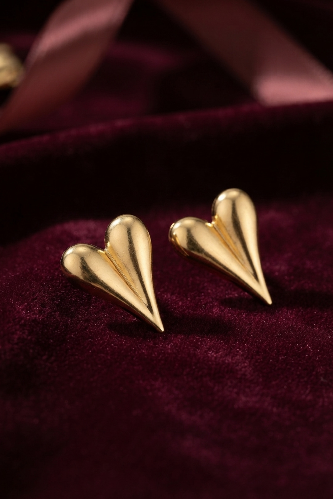 316L Çelik Gold Renk Kalp Model Küpe 5886