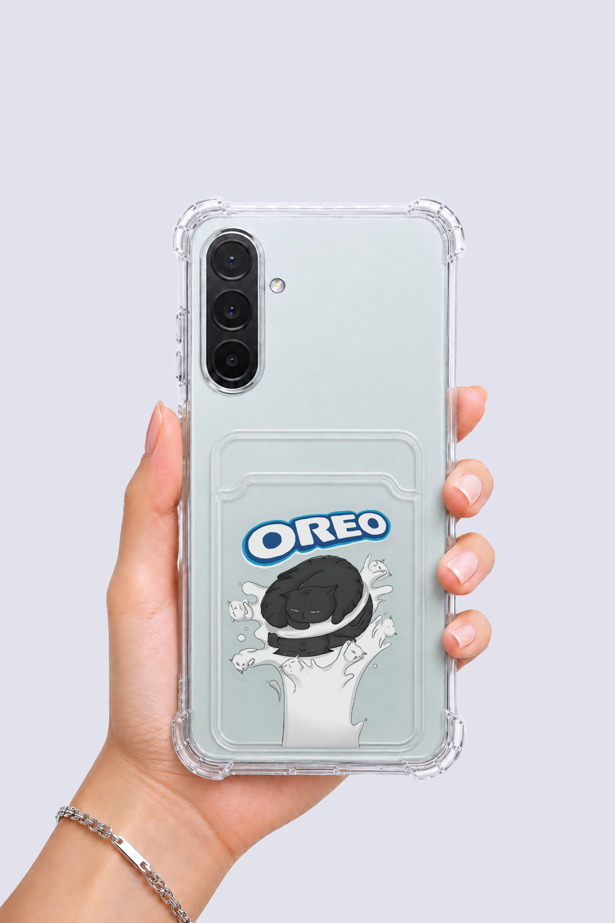 Samsung Galaxy A17 Kartlıklı OREO Desenli Kılıf