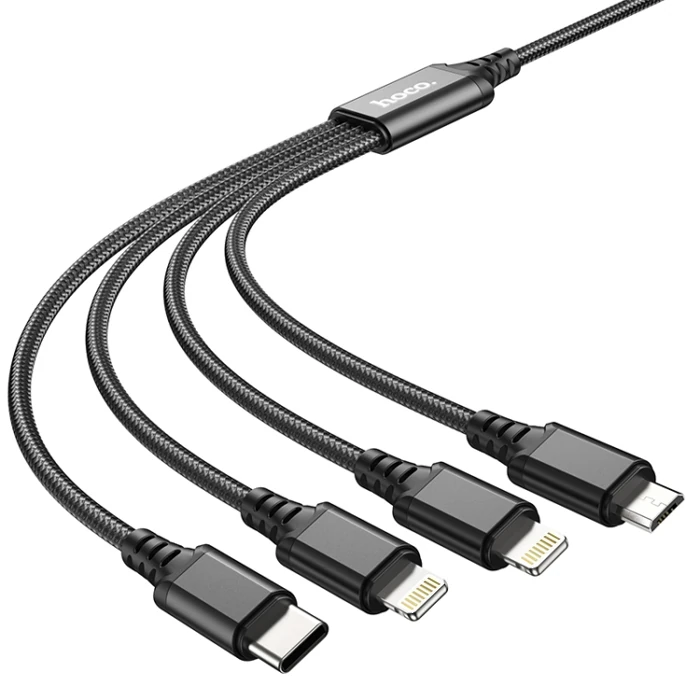 HOCO X76 4in1 Type-C + iPhone Lightning + Micro USB 2A Şarj Kablosu-(1903)