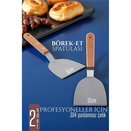 HSNET Mutfak Spatulası- Hamur Börek Et Spatulası 9 ve 12 cm 2 Lİ SET 