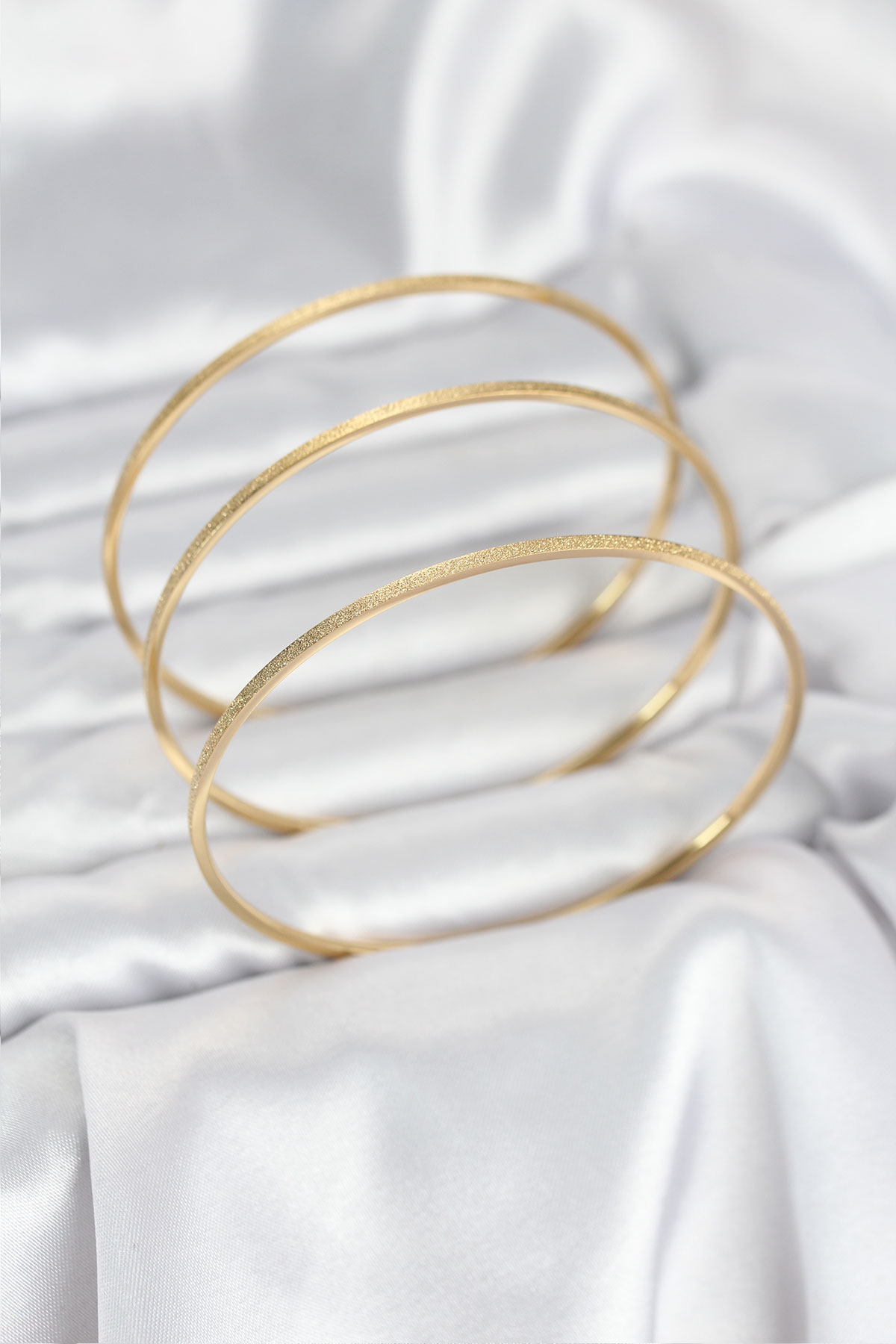 316L Çelik Gold Renk Simli Model Ajda 65 mm Kadın Bileklik 5886