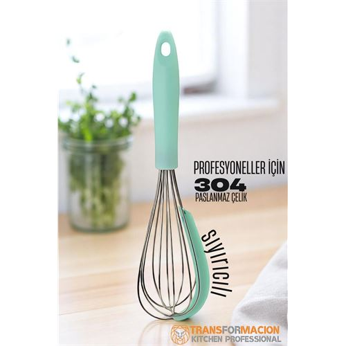 HSNET Sıyırıcılı Çırpıcı 304 Paslanmaz Çelik Yumurta ve Sos Çırpıcı Çırpma Teli 
