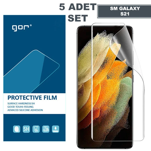 GOR SM Galaxy S21 HD Darbe Emici Ekran Koruyucu Jelatin 5 Adet Set-(1903)
