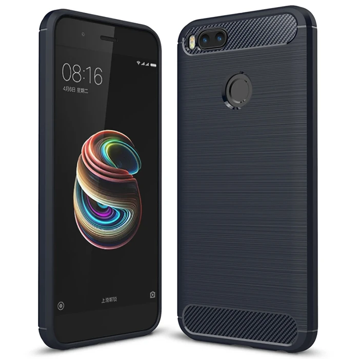 Xiaomi Mi 5x Dark Ultra Koruma Karbon Fiber Doku Silikon Kılıf-(1903)