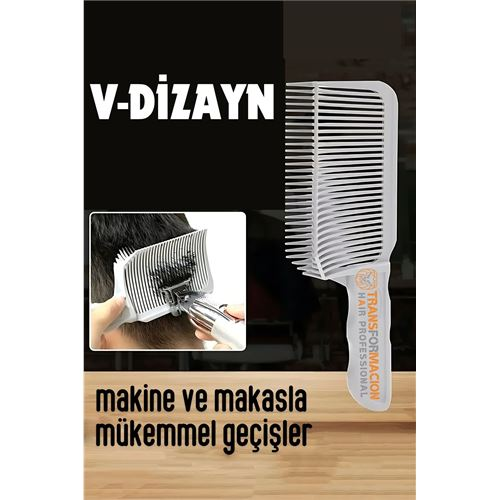 HSNET Kuaför Berber V Dizayn Kavisli Kontur Kesim Tarağı 