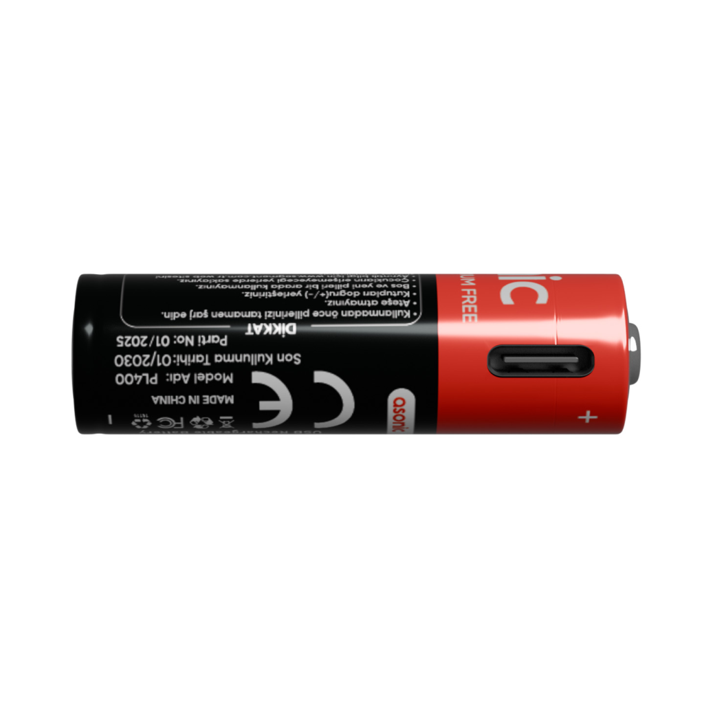ASONIC PL400 AAA Şarjlı Pil 1.5Volt 400mAh/750mwh Type-C ile Kolay Şarj  2 li Paket (USB To Type-C Kablo Hediye)(1923) 4