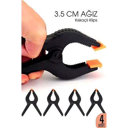 Kıskaç Klips Yaylı Işken ce Plastik Kelepçe Güçlü Mafsallı Çene 3 inç 3.5 cm ağız 