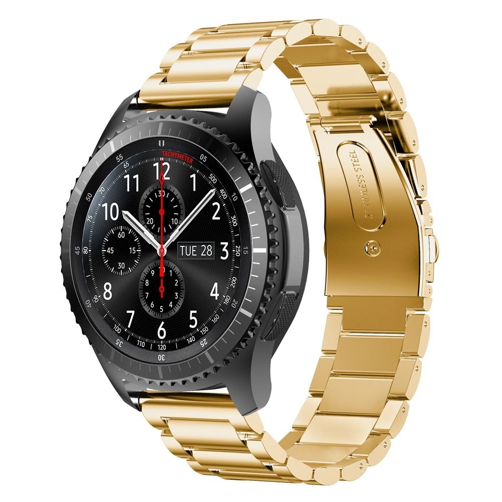 Ally 22mm Gear S3 Watch 4 46mm Paslanmaz Çelik 3 Bakla Kayış-(1903)