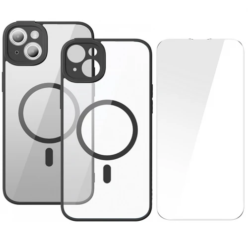 Baseus Frame Series iPhone 14 Plus 6.7 Kamera Koruyuculu Magsafe Kılıf + Tempered Ekran Koruyucu Set-(1903)