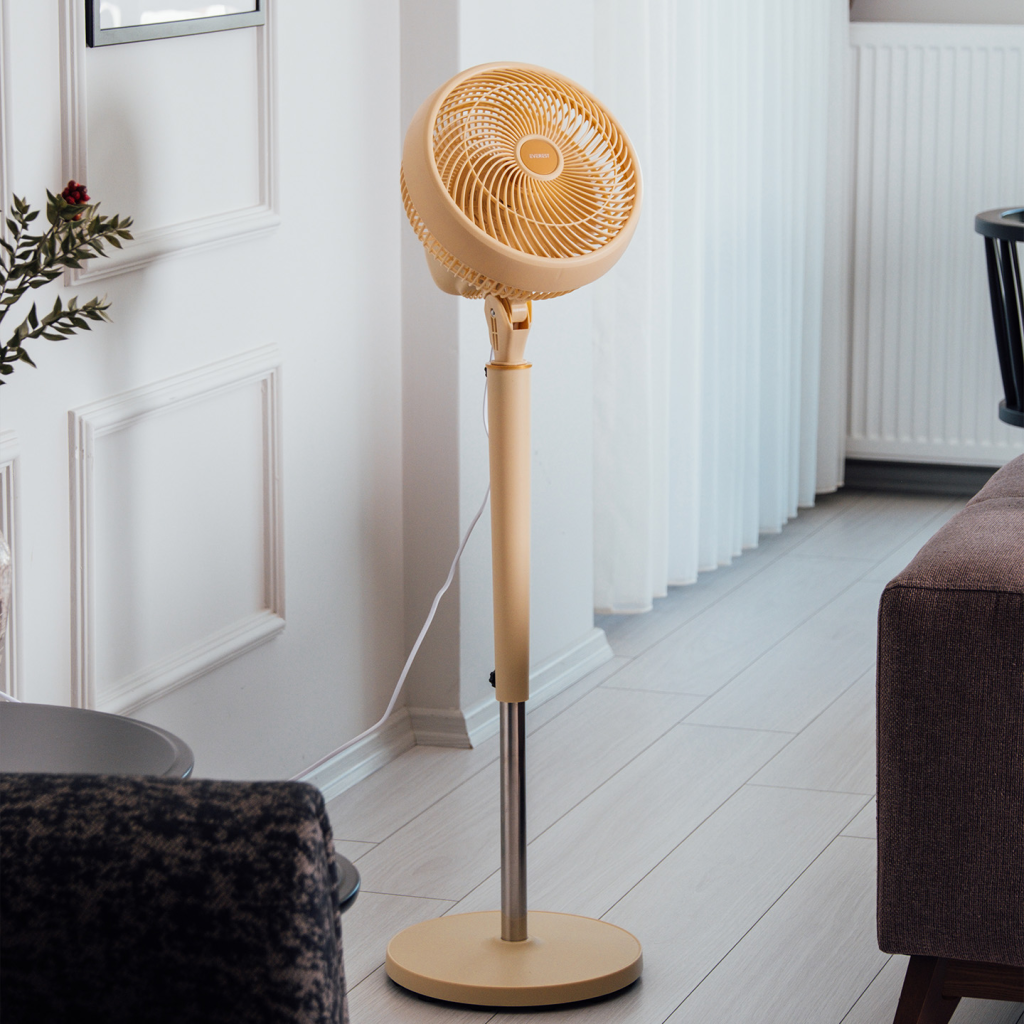 EVEREST FAN12 KREM DynaBreeze 3 Kademeli Hız 3 Kanat Pervane ve Çerçeve Çift Motorlu 70W Otomatik Salınım Yükseklik Ayarlı Vantilatör(1923) 5