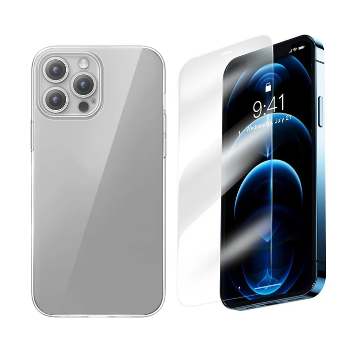 Baseus iPhone 15 Pro Corning Serisi Silikon Kılıf + Tempered Ekran Koruyucu Set-(1903)