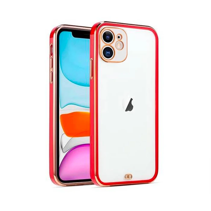 iPhone 11 6.1inç Gold Çerçeve Kamera Korumalı Silikon Bumper Kılıf-(1903)
