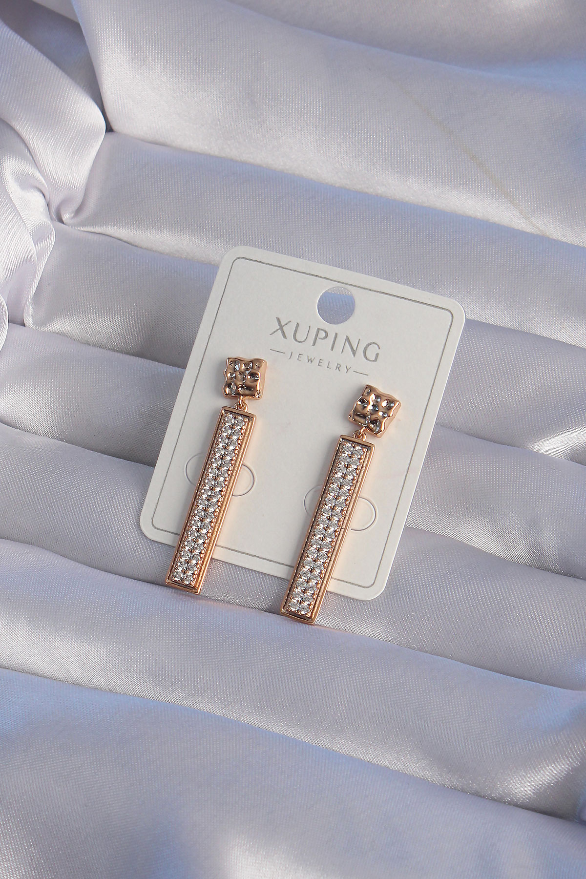 XUPİNG Rose Renk Zirkon Taşlı Su Yolu Küpe 5886