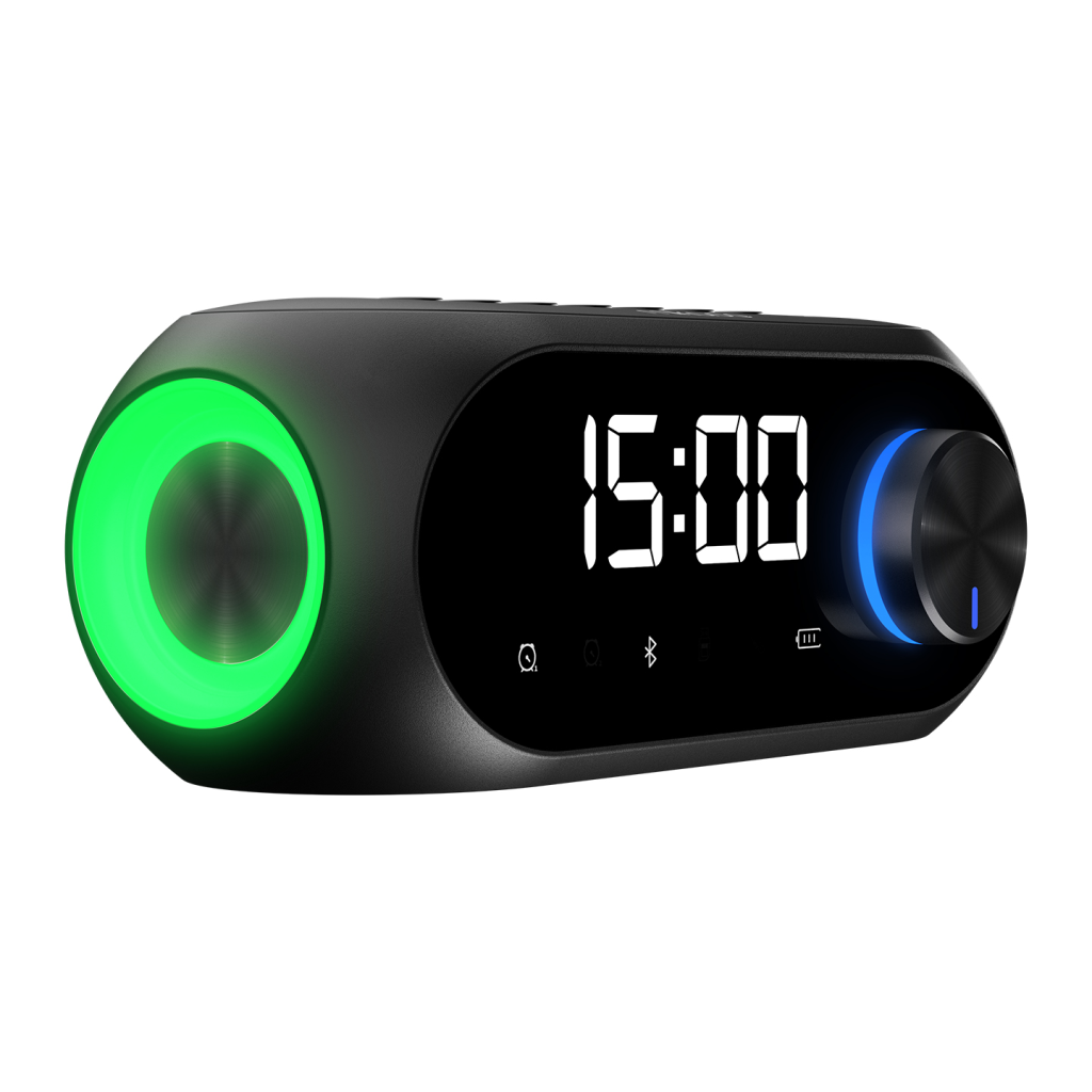 MIKADO MD-W7 Siyah 5W FM Radyo USB AUX Bluetooth Kablosuz Taşınabilir 1200mAh Batarya Alarmlı Saat Derece ve Speaker(1923) 2