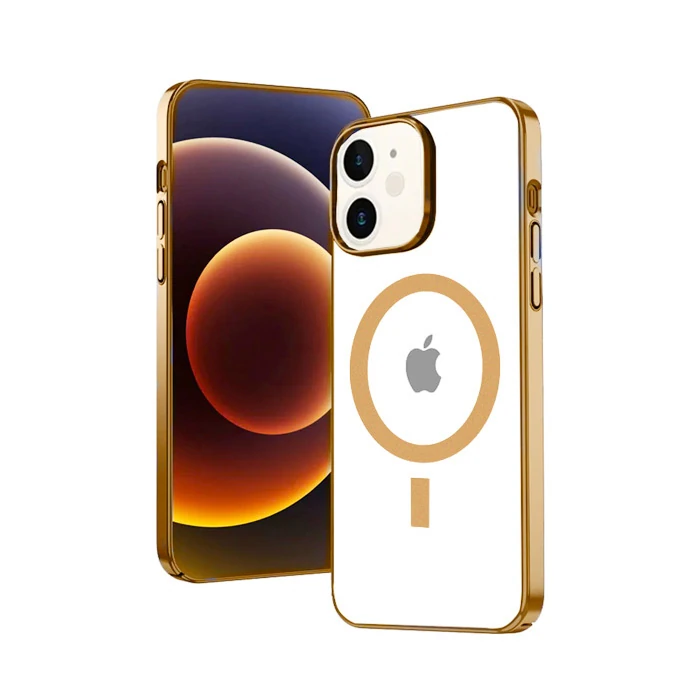 Ally iPhone 12 - 12 Pro 6.1inç Magsafe Uyumlu Renkli Kenar Silikon Kılıf-(1903)