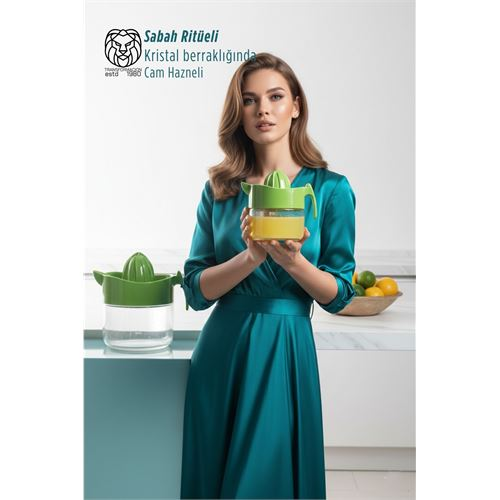 Cam Hazneli 300 ml Lüks Limon ve Portakal Sıkacağı 11,4 cm 