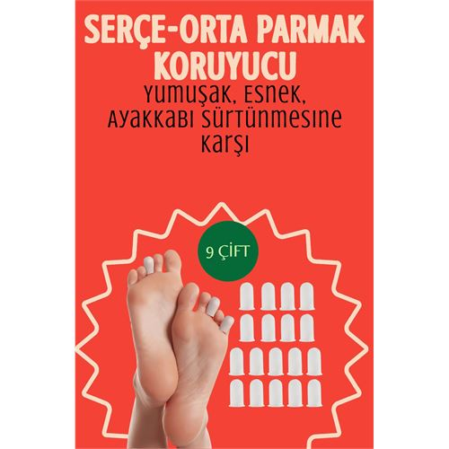 HSNET 9 Çift Silikon Parmak Koruyucu – Serçe ve Orta Parmak Uyumlu | Yumuşak, Esnek, Ayakkabı Sürtünmesine Karşı 