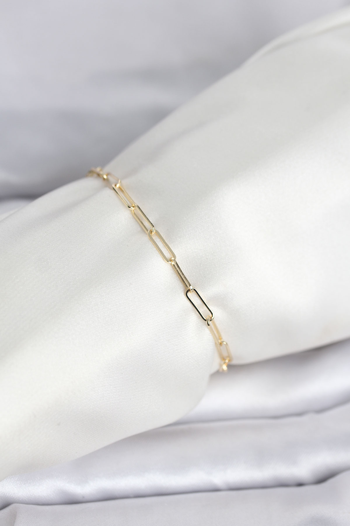 CM 14K Gold Renk Ataç Zincir Model Kadın Bileklik 5886