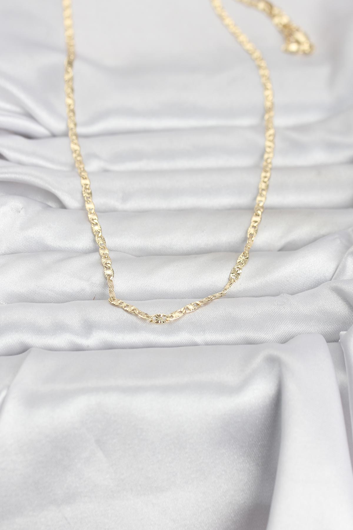 CM 14K Gold Renk Lazer Zincirli Model 60 cm Kadın Kolye 5886