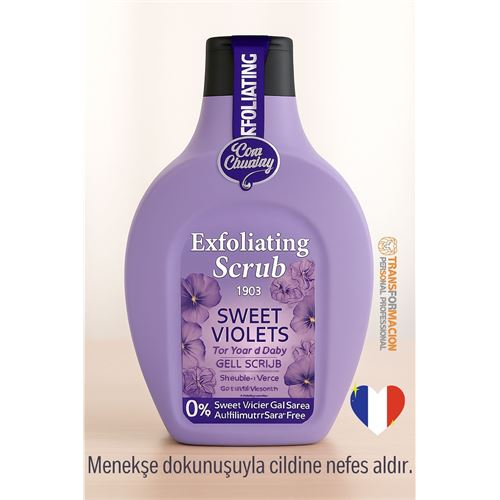 HSNET Sweet Violets Vücut Peelingi 500 ml - Peeling Jel – 1903 Serisi, 0% Sülfat Vücut Scrubı 