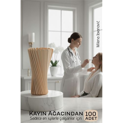 Steril Ahşap Abeslang Dil Çubuğu - 100 Adet | Profesyonel Klinik Tip, Pürüzsüz Dokulu  Dayanıklı 