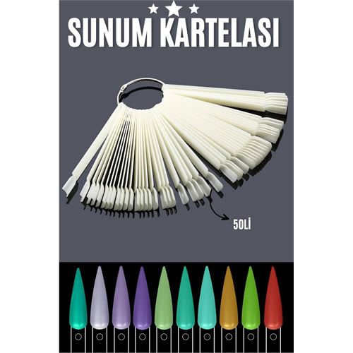 BEYAZ Protez Jel Tırnak Eğitim ve Sunum Kartelası 