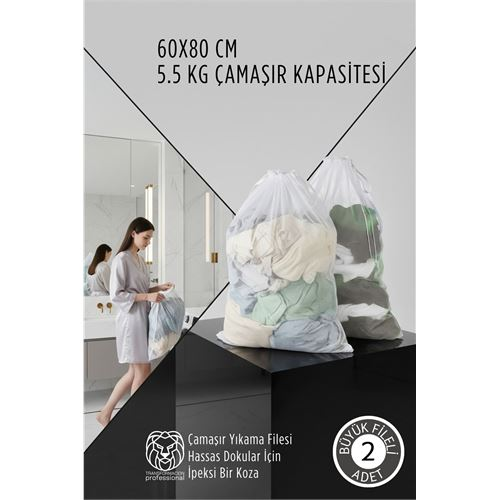 Premium Hassas Dokunuş: 2'li Lüks Çamaşır Yıkama Filesi Seti - Giysi Koruma Sanatı 60x80 cm 