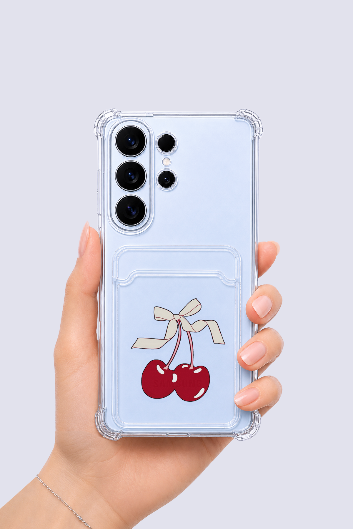 Samsung Galaxy S26 Ultra Kartlıklı Kiraz Desenli Kılıf