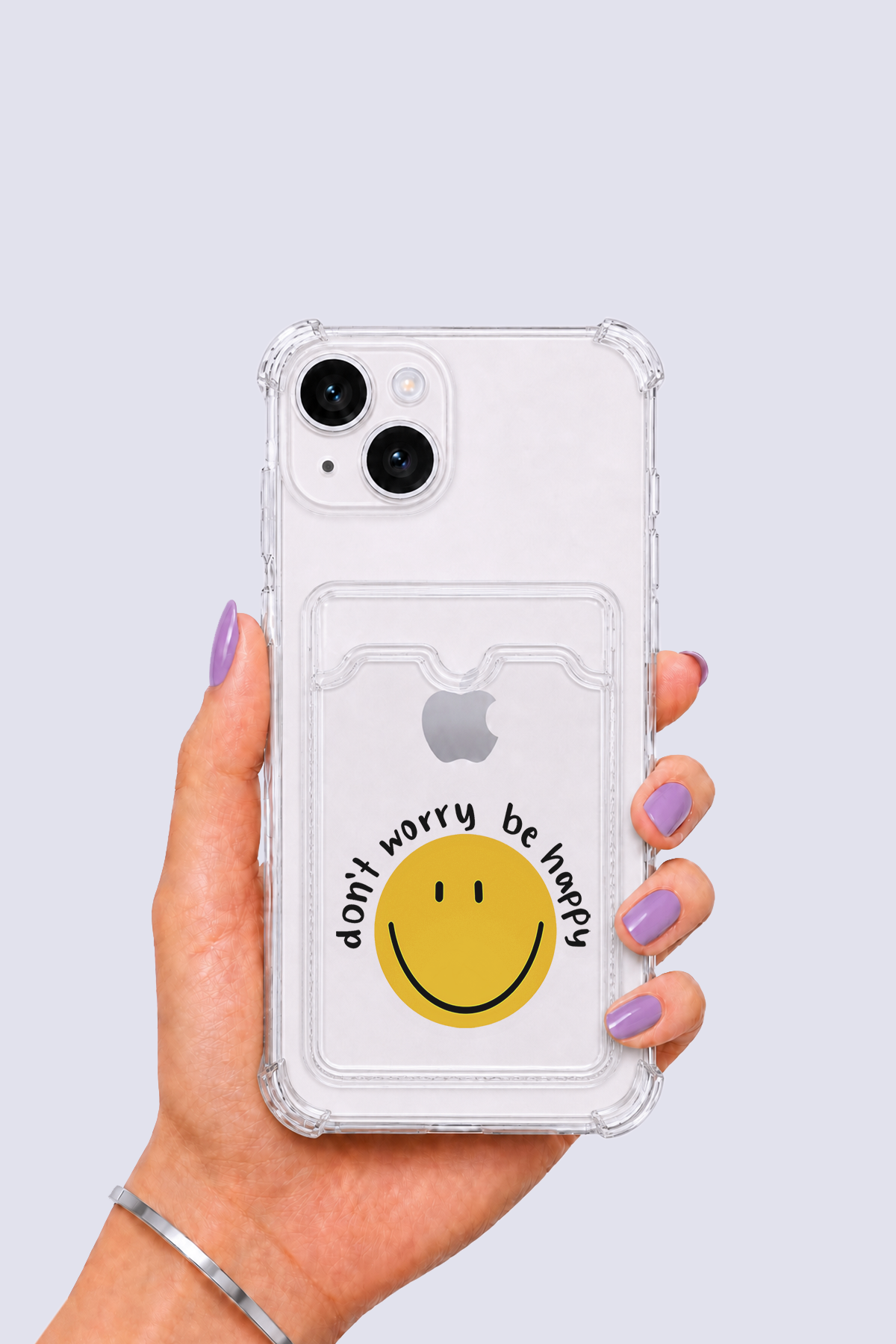 iPhone 15 Kartlıklı Gülücük Desenli Kılıf